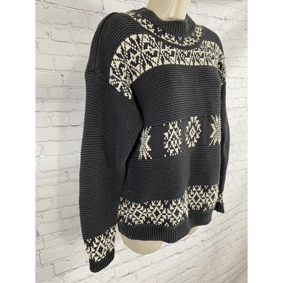 VTG Le Moda Knitwear Gray White Waffle Knit Pullover Sweater S - Picture 2 of 8